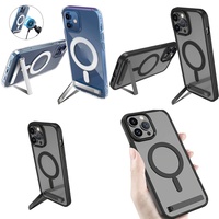 Casing Pelindung Magnetik Transparan dengan Penyangga untuk iPhone 17 Air 16 Pro Max 15 14 13 12 Plus 11, Grosir Casing Ponsel