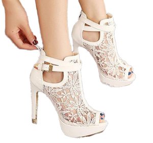 Nouvelles Chaussures à Talon Haut Anti-dérapantes en Maille Respirante avec Boucle Métallique et Plateforme Imperméable, Style Bouche de Poisson, pour l'Été - Product Image 1