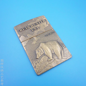 ตราสัญลักษณ์โลหะสีบรอนซ์ Bear Hunter Usa แบบนูน 3 มิติ รูปทรงสี่เหลี่ยมผืนผ้า สไตล์วินเทจ แบบหัวเข็มขัด สติกเกอร์ตกแต่ง 1 ใน 600 ชิ้น - Product Image 1