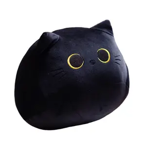 Brinquedo de pelúcia de gato fofo para crianças, travesseiro de gato preto, novos produtos