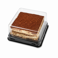 Boîte à dessert carrée transparente en PET pour l'emballage de tiramisu et de gâteaux, vente en gros, conteneur alimentaire écologique