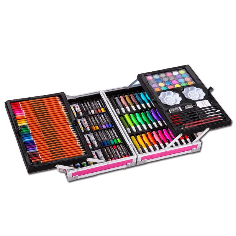 145 Pcs Kunst Schilderij Set Kleurpotlood Aquarel Pen Olie Pastel Krijt Tekening Gereedschap Kit Levert Gift Briefpapier