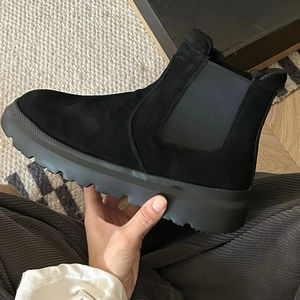 Nuevas botas de nieve para hombre, diseñadas a medida, hechas de cuero genuino y lana, que brindan calidez y comodidad para un look informal. Botas estilo barefoot. - Product Image 1