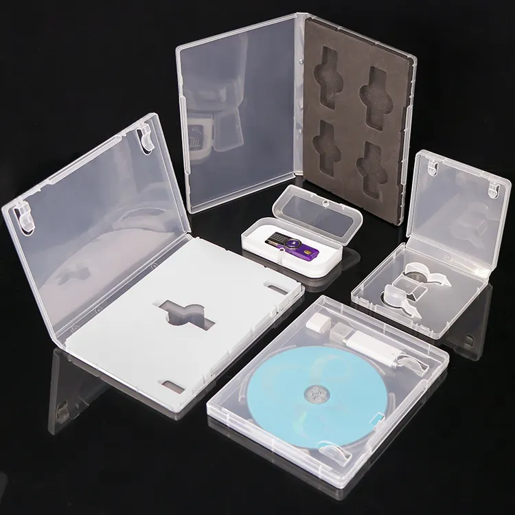 SUNSHING Caja Transparente de Plástico PP para Almacenamiento de Memoria de Boda, Estuche de DVD con Soporte USB