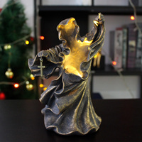 Effrayant Grim Reaper Statue Résine Petit Antique En Laiton Fantôme Lanterne Étagères Figure pour Halloween Maison Jardin Sculpture Horreur