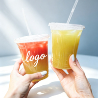 Gobelets à bubble tea personnalisés avec logo imprimé, gobelets transparents en PET 500ml 700ml avec couvercles, gobelets de qualité alimentaire pour bubble tea, café, gobelets à emporter