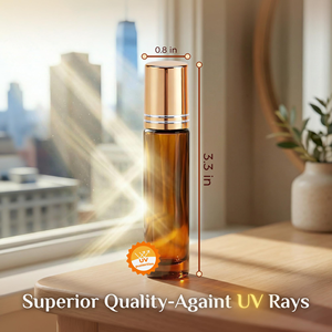 ขวดแก้วน้ำหอมแบบโรลออนทรงกลมสูง ขนาด 10 มล. 15 มล. แบบขายส่ง OEM รับทำโลโก้ตามสั่ง ขวดเปล่าแบบหรูหรา ขวดน้ำมันบำรุงรอบดวงตา พร้อมลูกกลิ้ง - Product Image 2