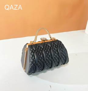 Jiali QAZA tas genggam kulit wanita, kualitas tinggi Vintage kain gelembung dengan dekorasi berlian dan bordir - Product Image 1