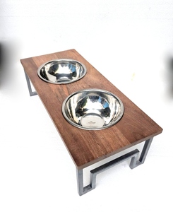 Vente en gros de bols surélevés réglables en bois de bambou pour petits animaux de compagnie mangeoire surélevée pour chien à prix bon marché - Product Image 3