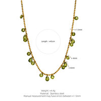 Kalung Perhiasan Mewah Elegan Warna Cyan Gold, Kalung Minimalis Fashion Berlian Stainless Steel untuk Wanita
