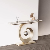 Table d'Entrée de Couloir en Marbre Design Moderne de Luxe avec Base Métallique pour Salon, Console et Table à Manger, Vente en Gros