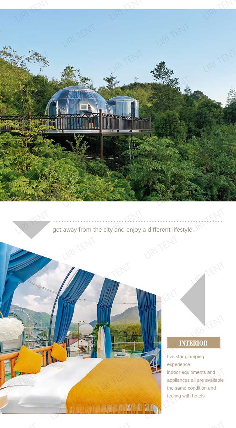 Transparent Glamping Geodesic Dome House Waterproof PC PVC Domes