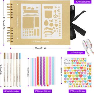 DIY Kraft 11,5x8,5 pulgadas pajarita abatible álbum de recortes álbum de fotos con accesorios foto cubierta <span class=keywords><strong>Scrapbooking</strong></span> <span class=keywords><strong>Kit</strong></span> - Product Image 2