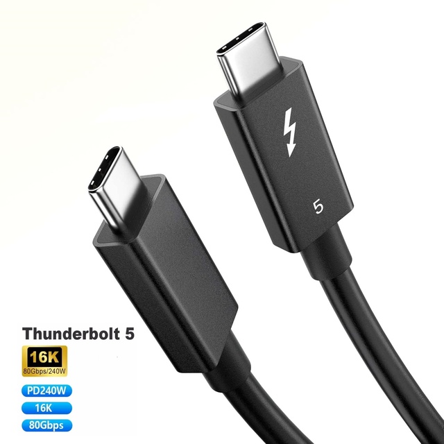 USB4 Thunderbolt 5 Cable 0.5M 1M 2M 16K 60Hz Display HDR 240W 80Gbps Data Sync Gen4 USB C to USB C Cable Full-function TB5 Cable