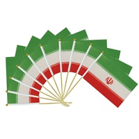Drapeaux à main Iran 14x21cm, mini-guirlandes avec bâton de 30cm pour défilés, événements sportifs, décorations de fête nationale