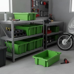 Conteneur de rangement mural rectangulaire en plastique industriel 4615, écologique, empilable, capacité 20-35L, boîte de rangement pour garage - Product Image 3