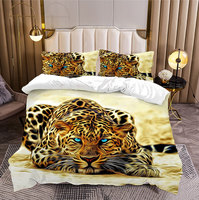 Ensemble de literie en polyester ultra-doux hypoallergénique, 3 pièces, housse de couette et drap, personnalisable, impression numérique 3D d'animaux