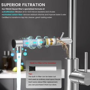 Rubinetti da <span class=keywords><strong>cucina</strong></span>, filtro aggiornato <span class=keywords><strong>rubinetto</strong></span> da <span class=keywords><strong>cucina</strong></span> con Pull Down spruzzatore per rimuovere corine, sostanze nocive - Product Image 4