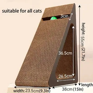 PETCHEER Extra Large Wear-resistant And Corrugated Paper Triangle Vertical Claw Pillar Cat Scratcher With Toy Balls