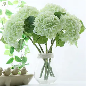 Tige de fleur d'hortensia artificielle en Latex de haute qualité, toucher réel, grande tête pour fête, hôtel, Table de mariage, fleurs décoratives bleues