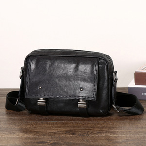 Men's Genuine Leather Crossbody <b>Bag</b> <b>Black</b> <b>Small</b> Handmade Shoulder <b>Bag</b> Everyday Use - Product Image 3