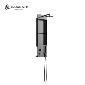 Niche de douche à insertion en acier inoxydable Gunmetal d'usine avec robinet de douche maison et hôtel salle de bain étagère de bain encastrée murale - Product Image 1