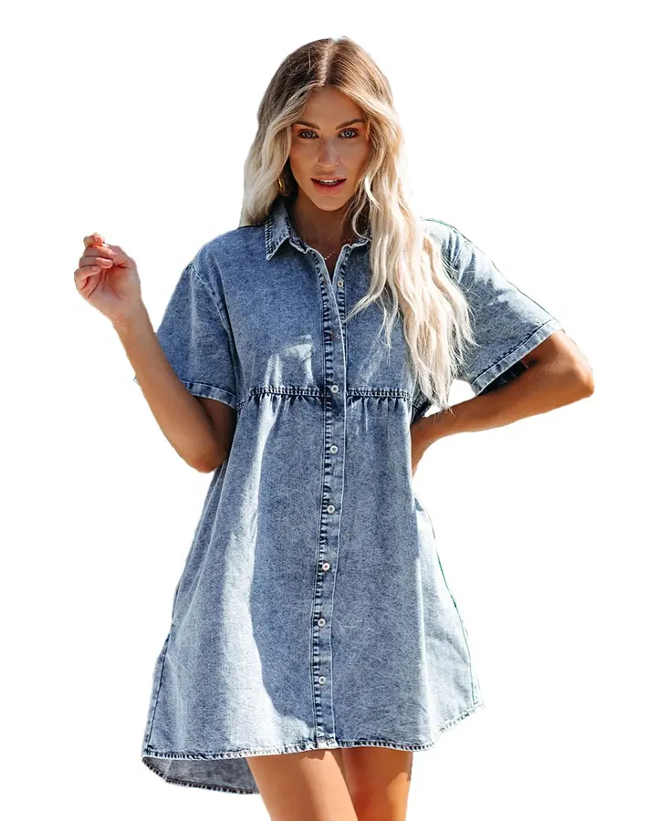 Kostenloser Versand neues Modedesign USA Markt heißer Verkauf Großhandel guten Preis Denim Kleid Frauen