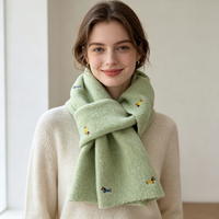 Écharpe d'hiver tricotée 2026 pour femmes et filles, motif mignon de teckel brodé, confortable, chaude et épaisse