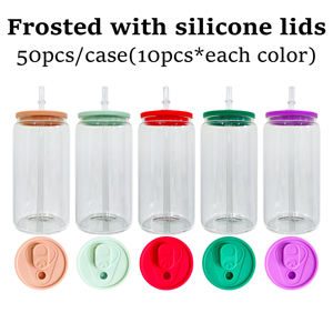 Noi magazzino 12oz 16oz fai <span class=keywords><strong>da</strong></span> te in bianco sublimazione di vetro di birra può con coperchio di bambù e paglia chiaro di birra di vetro per la stampa di sublimazione - Product Image 6