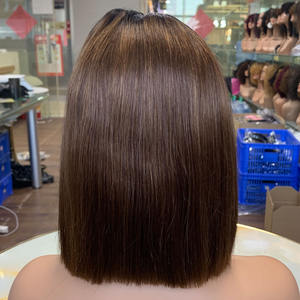 Wholesale 100% Vietnamese Dark Root T1B/4 Ombre Straight Short Bob Raw Virgin Human 2*6 Kim Lace Vendors Kim Bob Closure Wigs - Product Image 1