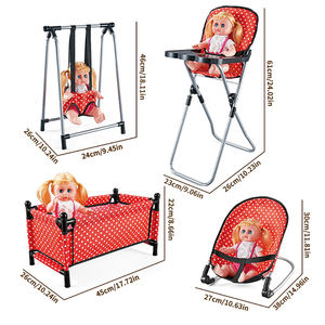 MILI Ensemble de jeu de rôle 4 en 1 avec chariots en plastique, balançoires, chaises de salle à manger, chaises à bascule et poupée Ic de 14 pouces - Product Image 5