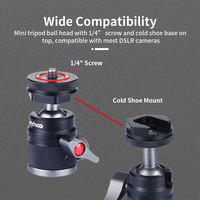 Support de fixation rotatif à 360° en alliage d'aluminium anodisé noir pour mini rotule, griffe porte-accessoire pour appareil photo reflex numérique, trépied et monopode