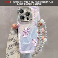 Étui de téléphone en tissu mat magnétique TPU avec bracelet en forme de diamant et protection d'objectif pour 16 15 14 13 Pro Max