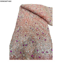 Tissu de dentelle française élégant et brillant, brodé de perles et de sequins, pour mariage, en tulle et maille
