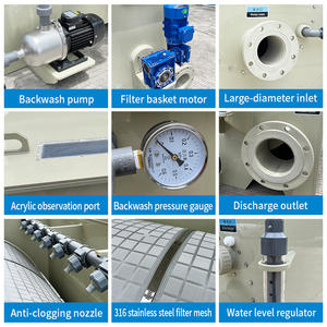 Filtre à tambour rotatif 200 m³/h en PP, système RAS <span class=keywords><strong>intérieur</strong></span>, épurateur de protéines, machine de filtration d'eau, équipement d'<span class=keywords><strong>aquaculture</strong></span> - Product Image 5