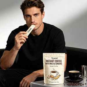 กาแฟสำเร็จรูปสารสกัดจากพืชมาคาและโสมธรรมชาติ 10 กรัม*10 ซอง  บรรจุในซองพิมพ์ลายเมล็ดกาแฟสีเบจ ปิดผนึกได้  เครื่องดื่มจากพืชดิบ - Product Image 2