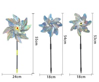 Répulsif à oiseaux, moulin à vent holographique scintillant, pelouse, jardin, effaroucheur d'oiseaux, moulin à vent réfléchissant avec piquets