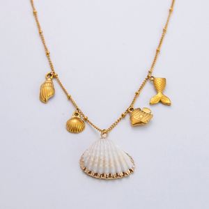 18K Gold-plated Stainless Steel Open <b>Ring</b> with High-end Feel Earrings Ocean Elements Starfish Conch <b>Necklace</b> - Product Image 4