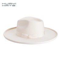 HUAYI Chapeaux en feutre à la mode Chapeaux Fedora à large bord 100% Australie Chapeaux à bord crayon blanc en laine