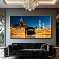 Décoration murale islamique moderne de gros pour la maison : Magnifique peinture en porcelaine de cristal sur le thème de la Kaaba, Allah, Mahomet, Ramadan, Aïd, pour musulmans