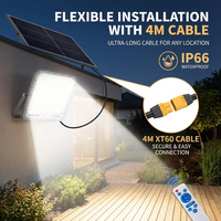 Lámpara Solar LED Inteligente IP66 con Sensor, de Aluminio Fundido a Presión, 9000LM, Regulable, Alta Potencia, Ángulo de Haz de 120°, Control Remoto