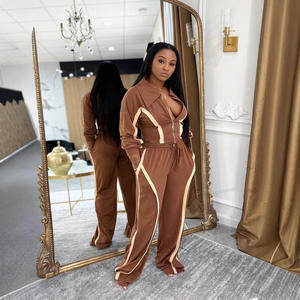 Y0561 Nuevos pantalones de pierna recta sueltos bloqueados de color de moda para mujer Conjunto de dos piezas deportivo e informal - Product Image 2