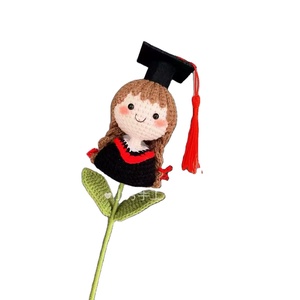 Graduados <span class=keywords><strong>de</strong></span> Halloween <span class=keywords><strong>de</strong></span> Navidad <span class=keywords><strong>de</strong></span> ganchillo a mano, ramo <span class=keywords><strong>de</strong></span> flores decorativas <span class=keywords><strong>de</strong></span> rosas, sombrero Doctoral creativo, muñeca para el Día del Padre - Product Image 5