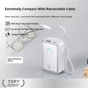 Anker <span class=keywords><strong>Nano</strong></span> <span class=keywords><strong>10</strong></span> 000 mAh 45 W Max, batterie externe compacte, chargeur portable, câble USB-C <span class=keywords><strong>de</strong></span> 2,3 pieds, entrée type-C pour iPhone - Product Image 5