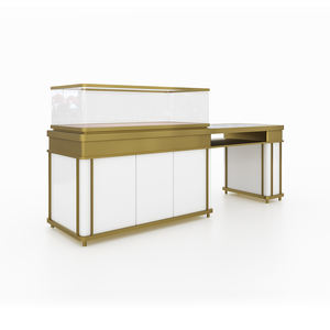 <span class=keywords><strong>Grand</strong></span> anneau personnalisé vitrine porte de verrouillage conception de bande led cadre métallique peinture or vitrine pour bijoux - Product Image 2