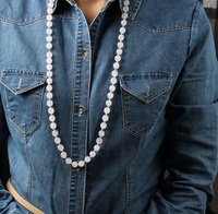 Collier en pierres naturelles multicolores, grosses perles, nouées, pour femmes