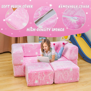 Canapé modulaire populaire pour enfants canapé de jeu pour tout-petits pliable pour salle de jeux <span class=keywords><strong>licorne</strong></span> lueur dans l'obscurité chaise en <span class=keywords><strong>mousse</strong></span> en peluche convertible pour enfants - Product Image 6