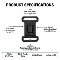 Boucle de fixation en plastique personnalisée 10 mm à dégagement rapide pour sangle, sac à dos, collier pour animal de compagnie, accessoires de lanière