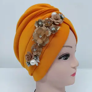 Hoge Kwaliteit Klaar Om Te Dragen Auto Gele Headtie Afrikaanse Sego Nigeriaanse Aso Oke Hoofd Wrap Tulband Voor Bruiloft