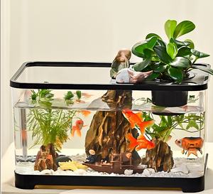 Mini aquarium décoratif pour poissons rouges-Design <span class=keywords><strong>simple</strong></span> Petit bol aquatique en plastique minimaliste avec lumière LED pour petit poisson d'ornement - Product Image 1